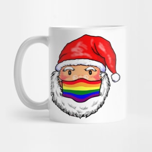 Santa Claus Gay Rainbow Face Mask Mug